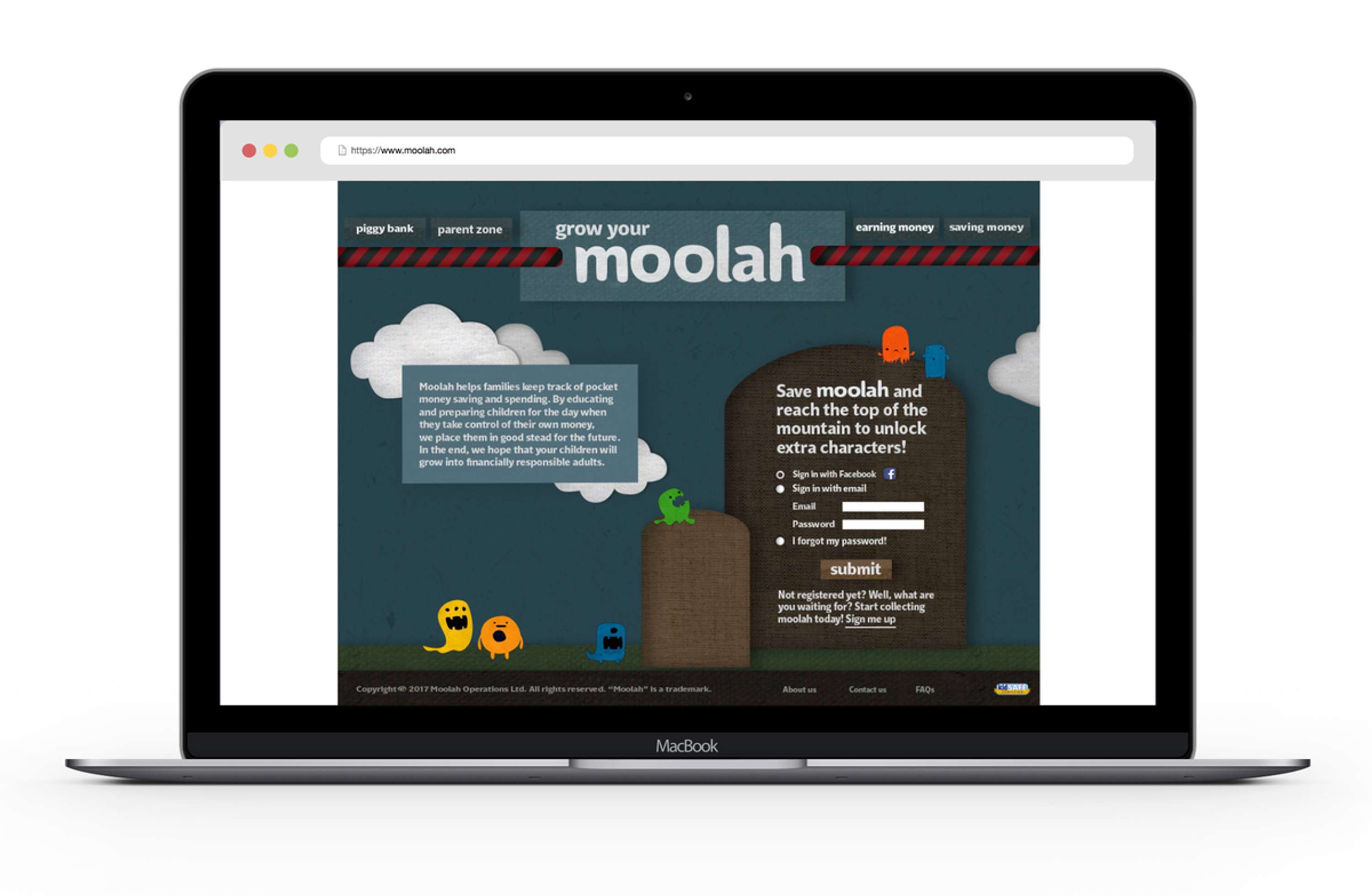 Moolah - website - student work by Amy Phung